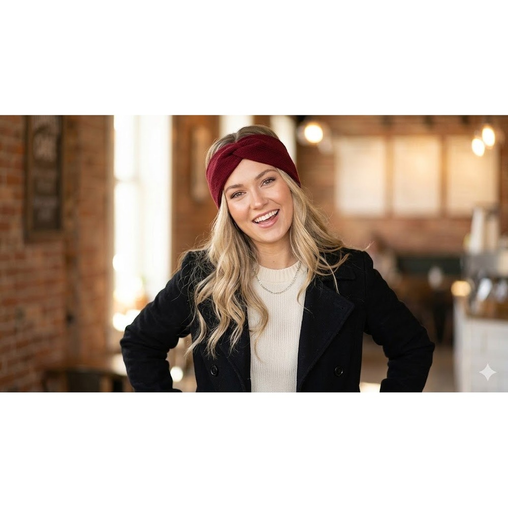Red Twisted Knot Turban Headband Matte Wide‎ Hair Accessory Solid Dark Red